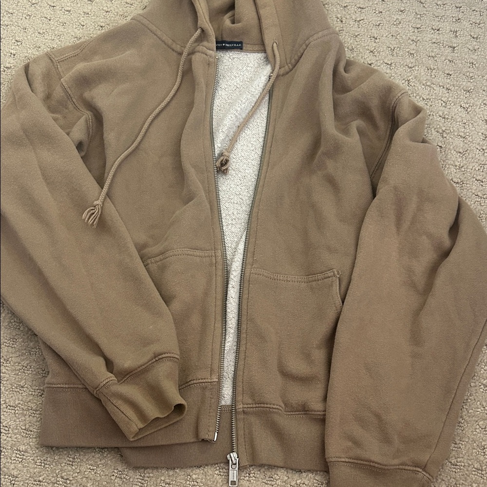 Brandy Melville Tan Zip Up Jacket